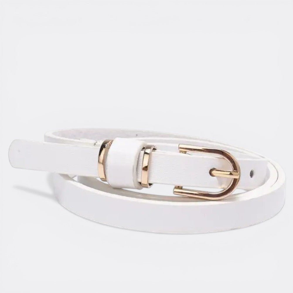 Ceinture Femme Fine Boucle Ardillon Dorée - Blanc 80cm | Le monde de la ceinture