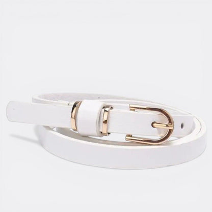 Ceinture Femme Fine Boucle Ardillon Dorée - Blanc 80cm | Le monde de la ceinture