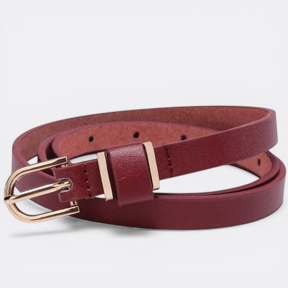 Ceinture Femme Fine Boucle Ardillon Dorée - Rouge Bordeaux 80cm | Le monde de la ceinture