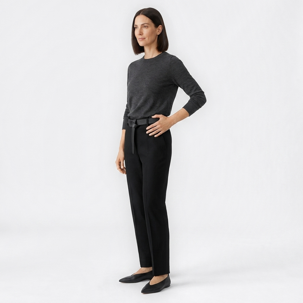 Mannequin femme portant la Ceinture Femme Fine sans Boucle — look luxe — Le Monde de la Ceinture