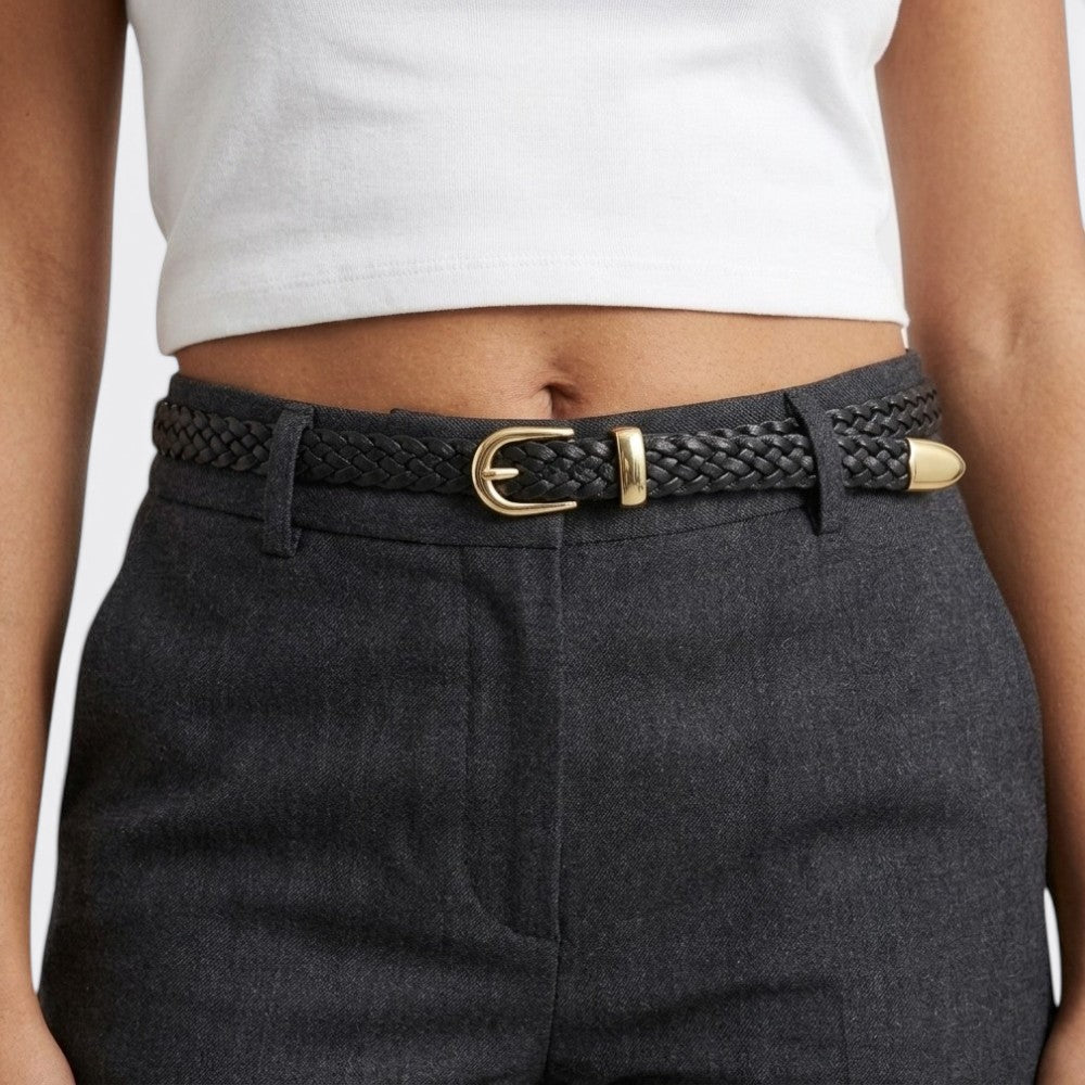 Ceinture Fine Tressée - Beige 98cm | Le monde de la ceinture