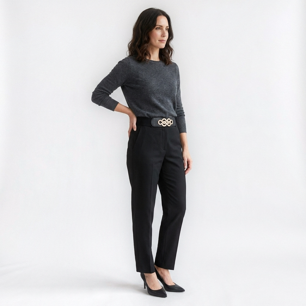 Mannequin femme portant la Ceinture Haute Femme — look luxe — Le Monde de la Ceinture