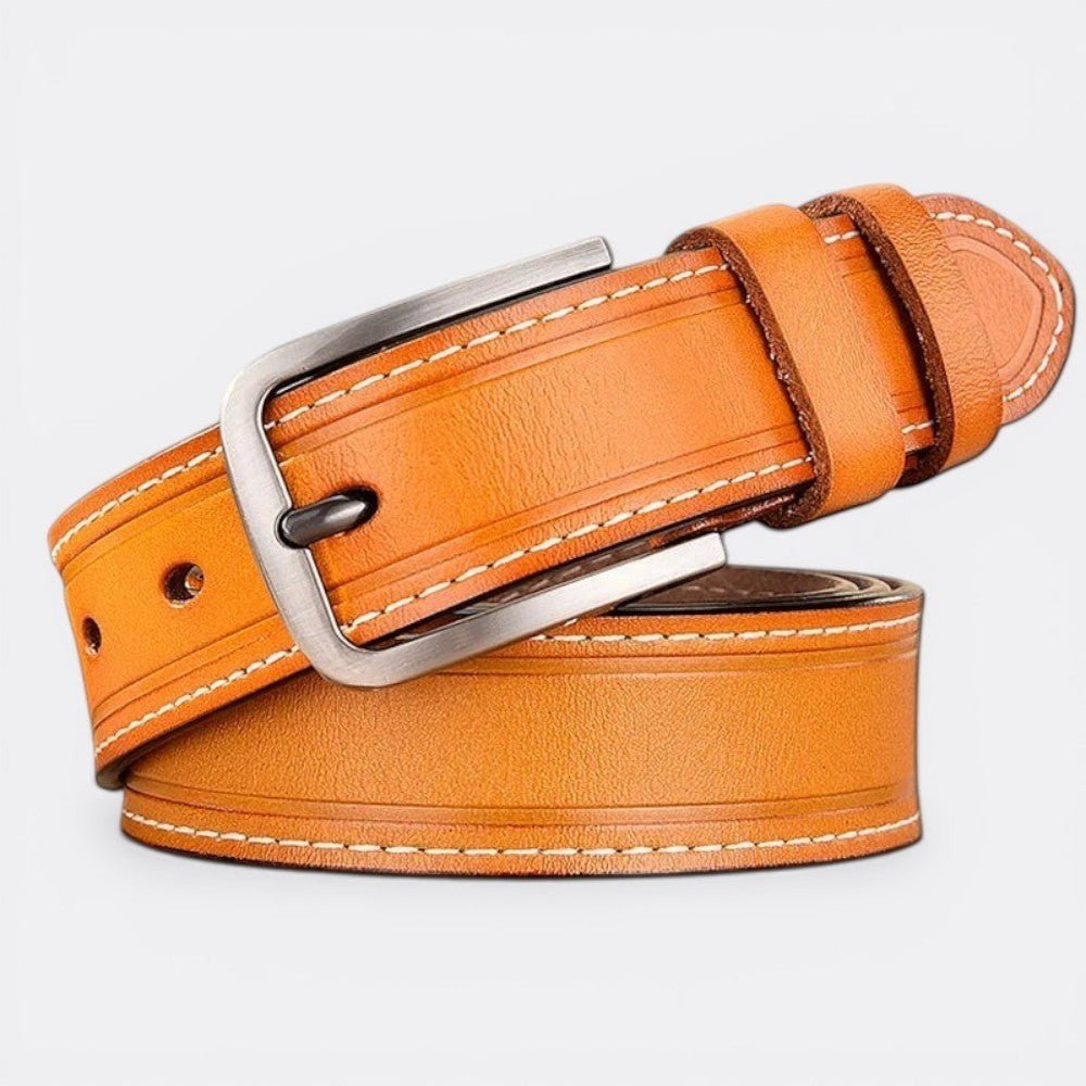 Ceinture Homme Cuir Boucle Carrée - Orange 105cm | Le monde de la ceinture