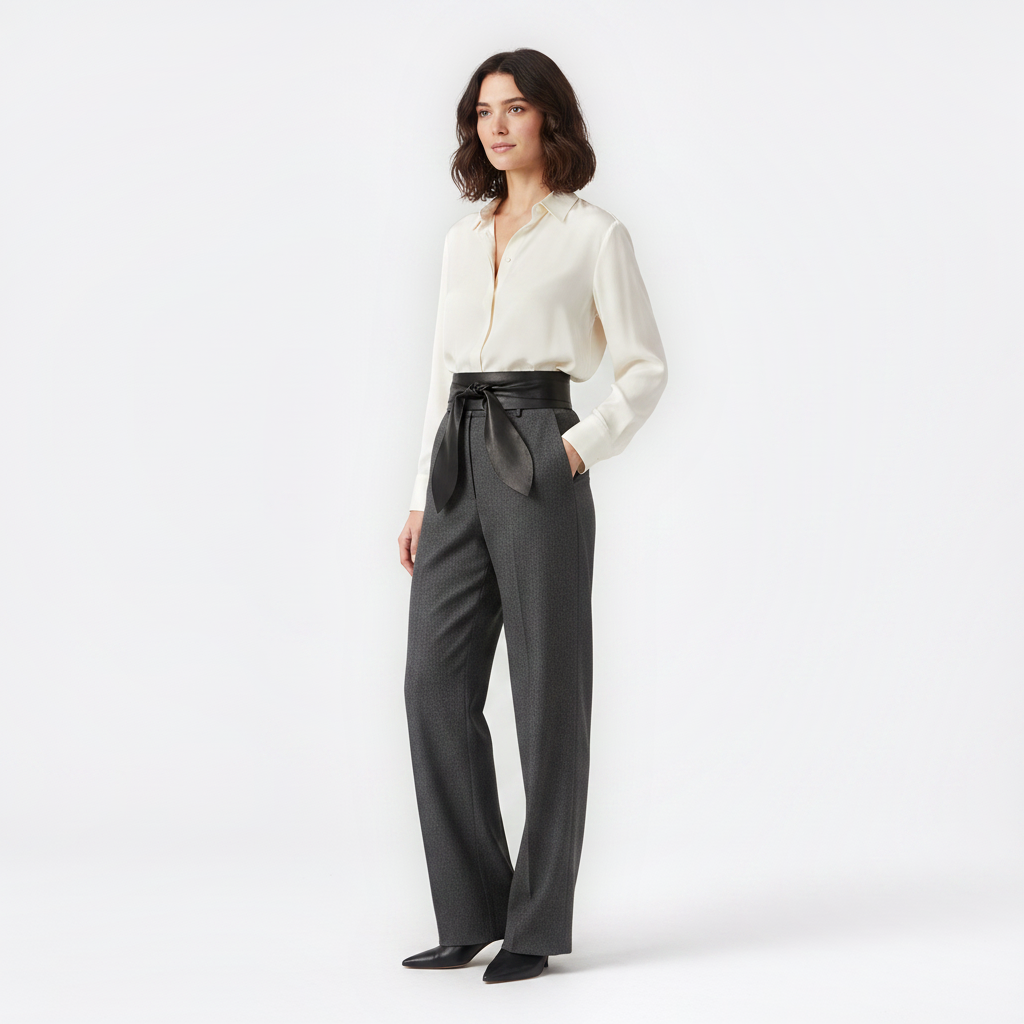 Mannequin femme portant la Ceinture Large a Noeud — look luxe — Le Monde de la Ceinture