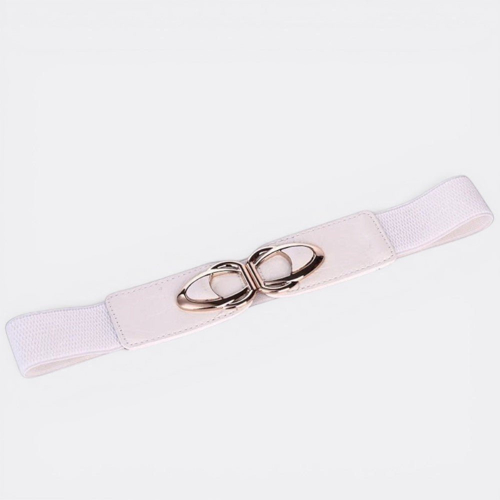 Ceinture Large Boucle Dorée - Blanc 65cm | Le monde de la ceinture