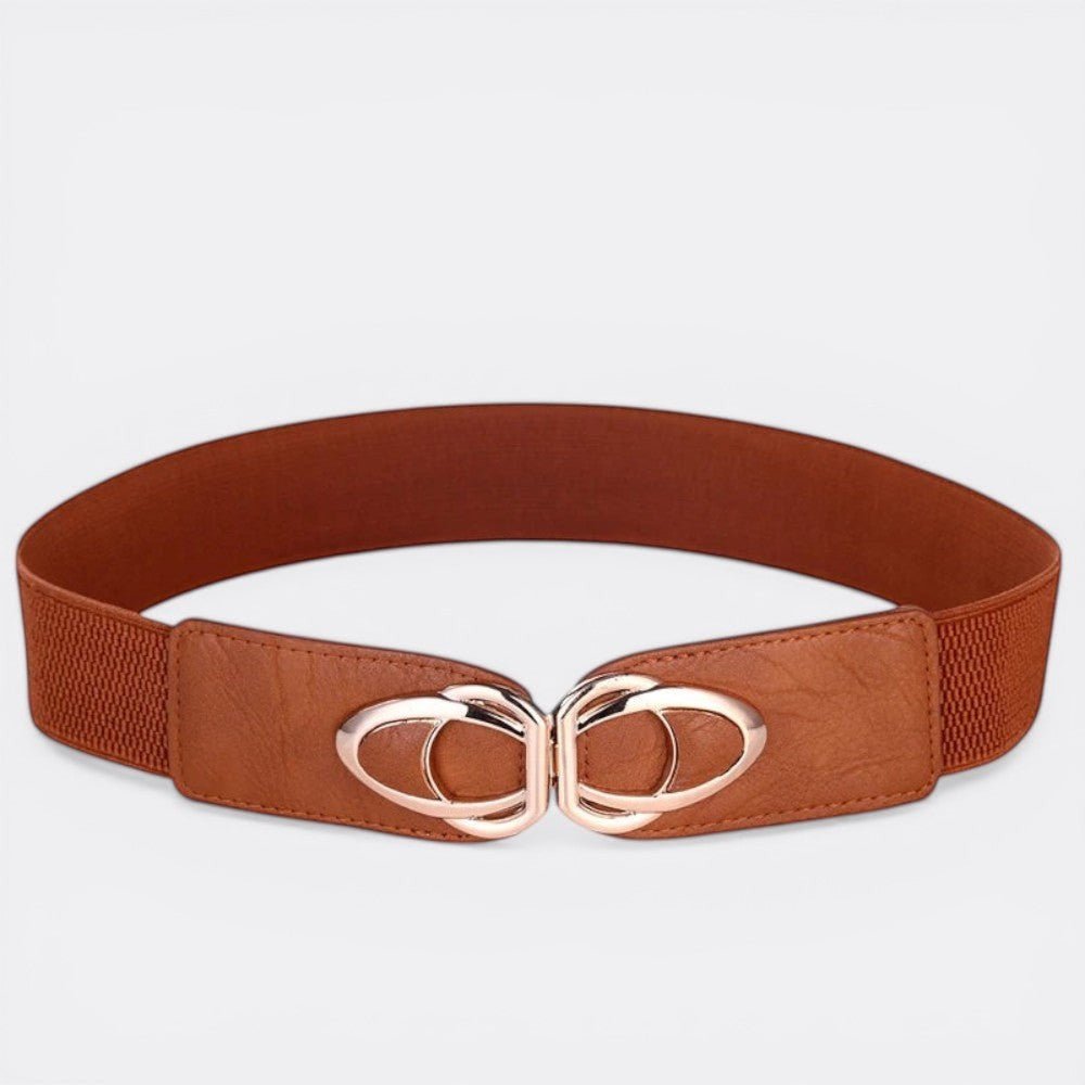 Ceinture Large Boucle Dorée - Marron 65cm | Le monde de la ceinture