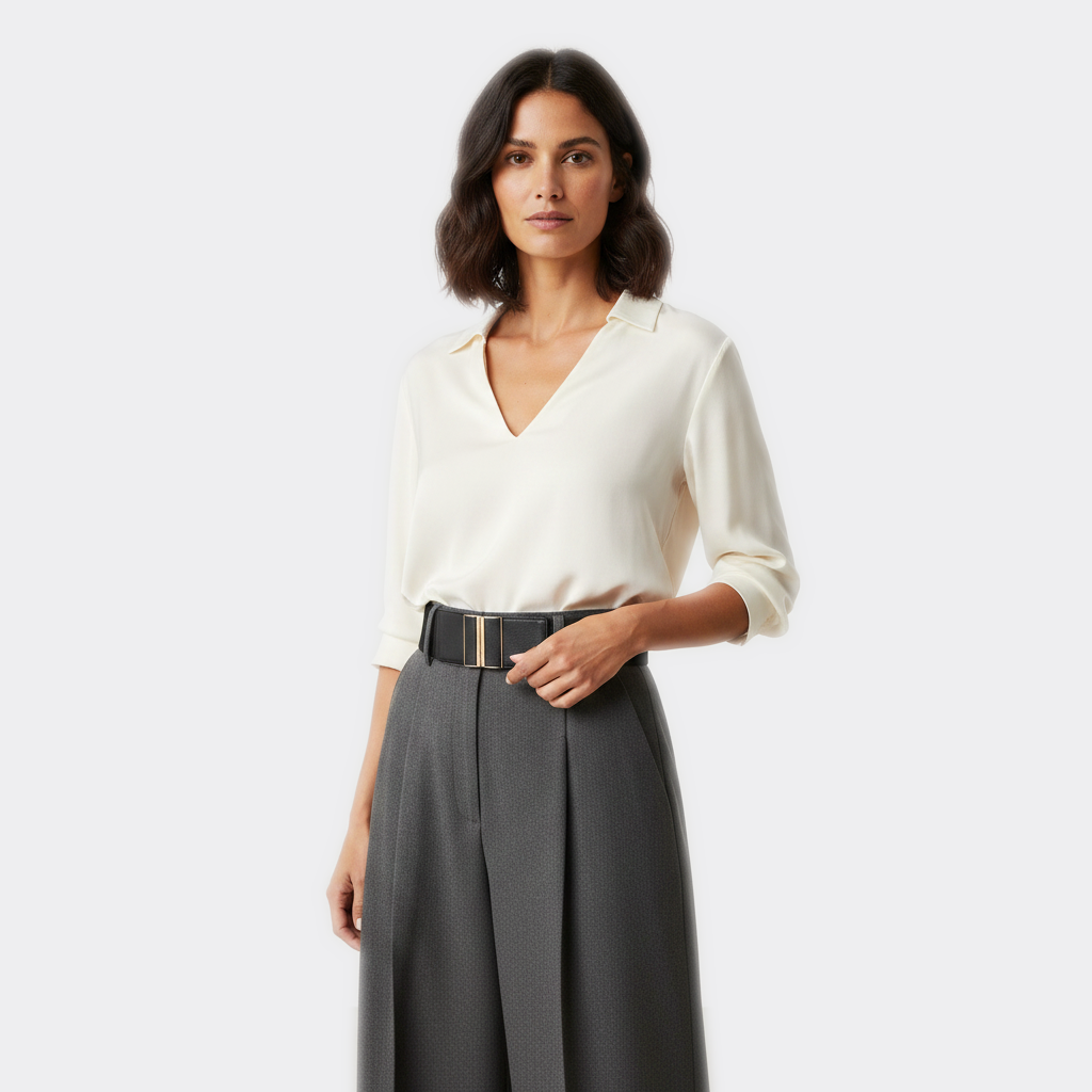 Détail boucle de la Ceinture Large Femme portée par une femme — look luxe — Le Monde de la Ceinture