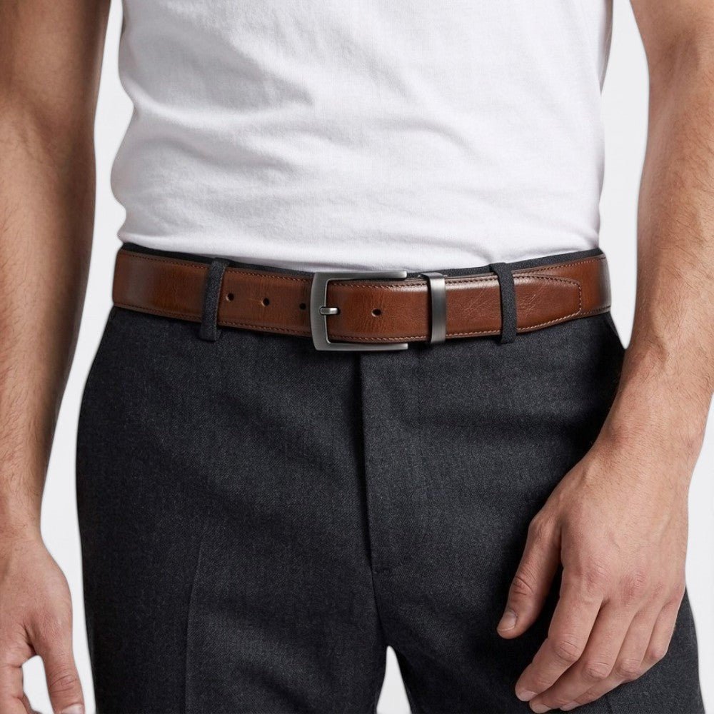 Ceinture Reversible Cuir Homme - Marron foncé Marron Clair 85cm | Le monde de la ceinture