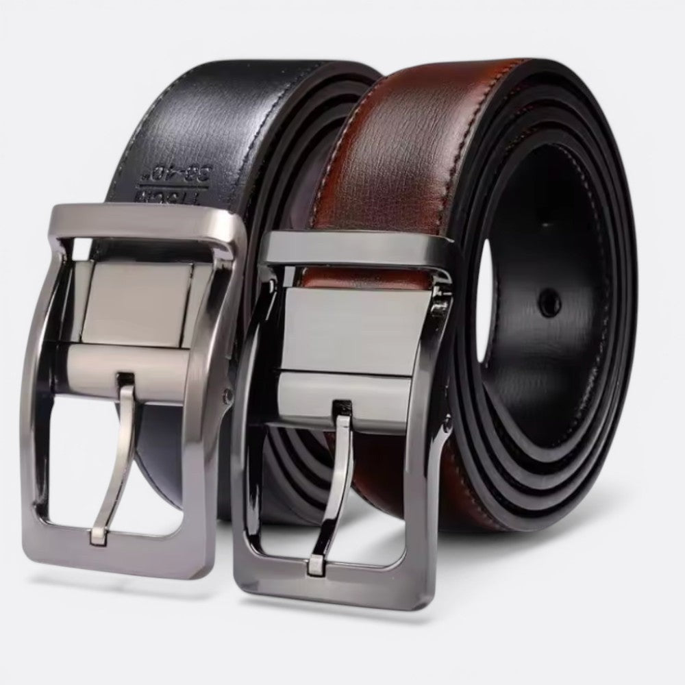 Ceinture Reversible Cuir Homme - Noir Marron Foncé 85cm | Le monde de la ceinture