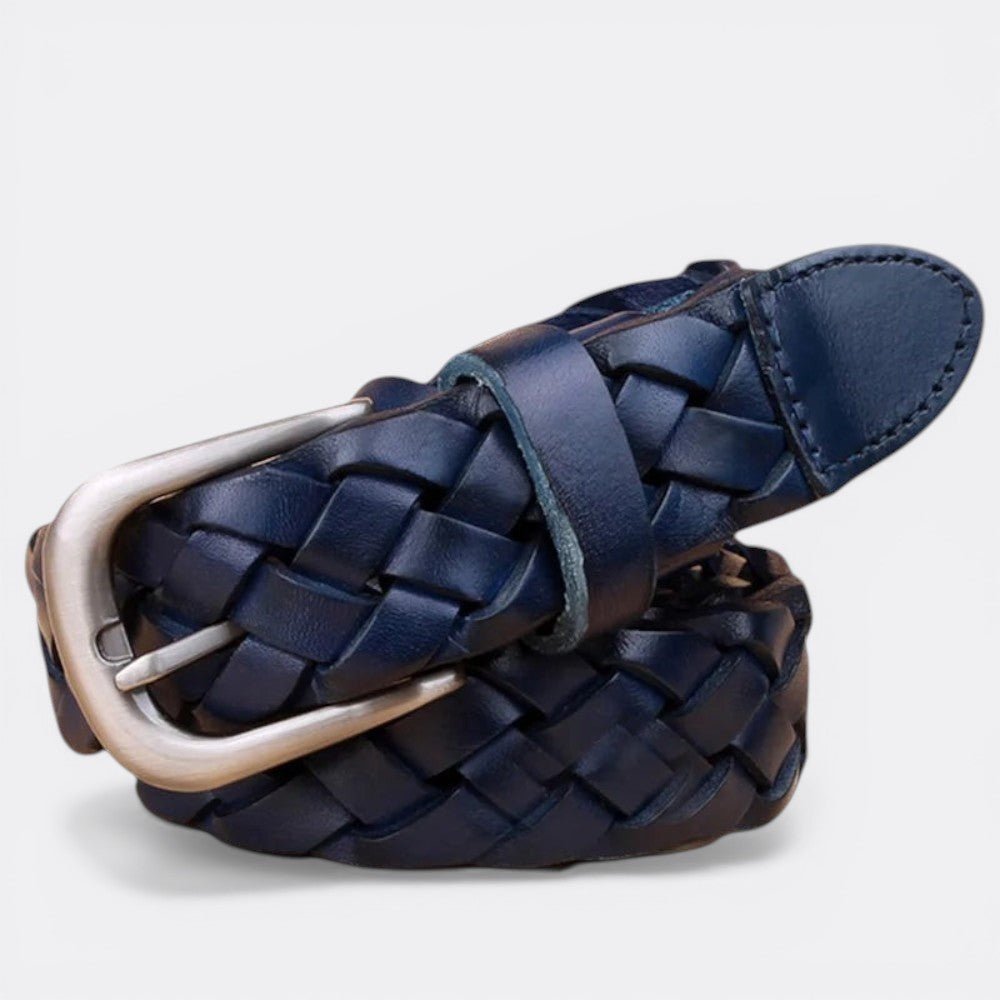 Ceinture Simili Cuir Tressé - Bleu 105cm | Le monde de la ceinture