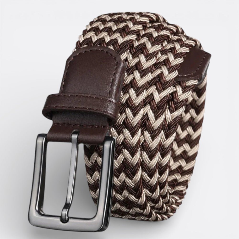Ceinture Tissée Boucle Argenté - Beige Marron 125Cm | Le monde de la ceinture