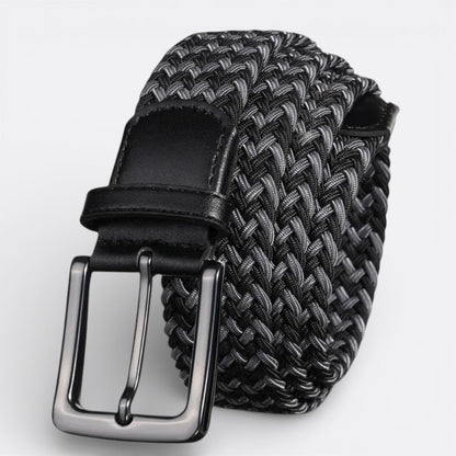 Ceinture Tissée Boucle Argenté - Gris Noir 125Cm | Le monde de la ceinture