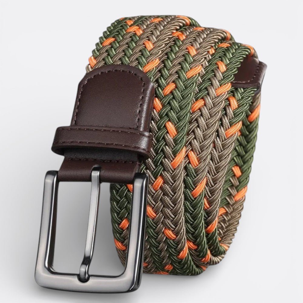 Ceinture Tissée Boucle Argenté - Vert Orange 125Cm | Le monde de la ceinture
