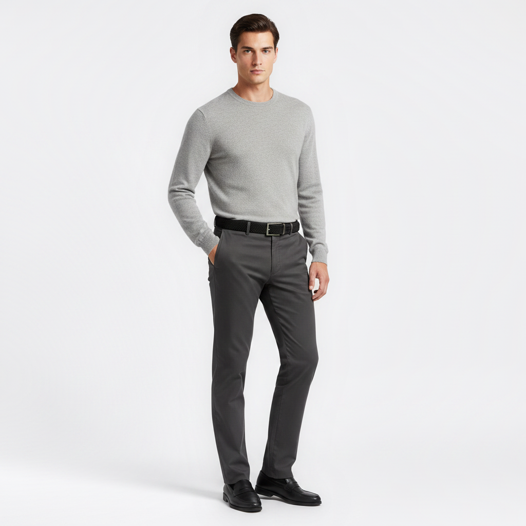 Mannequin homme portant la Ceinture Tressé Homme — style smart casual — Le Monde de la Ceinture