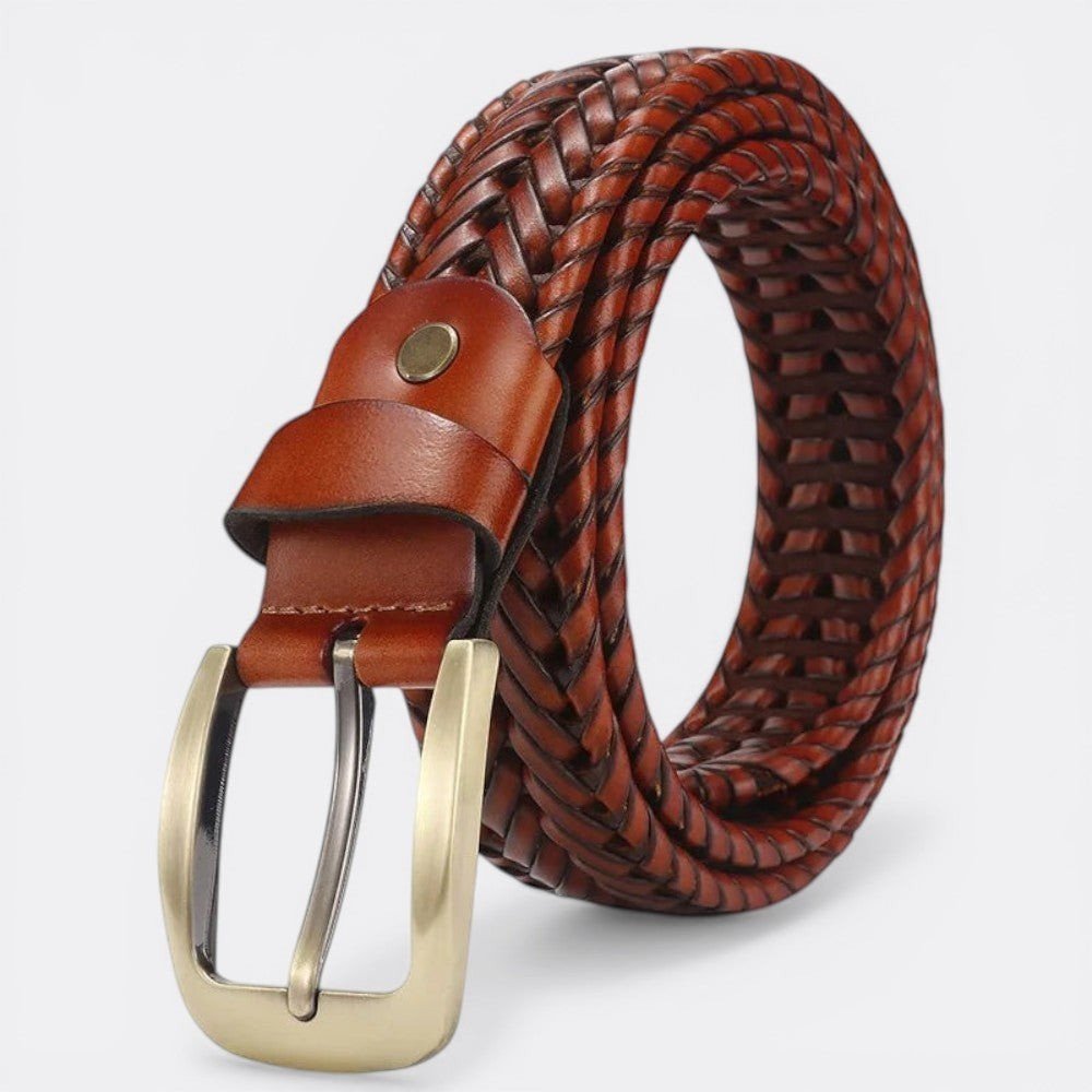 Ceinture Tressée Boucle Dorée - Café 90cm | Le monde de la ceinture