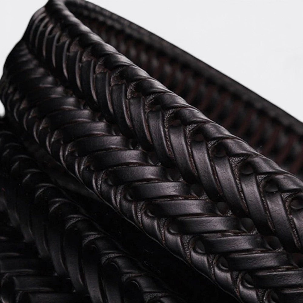 Ceinture Tressée Boucle Dorée - Café 90cm | Le monde de la ceinture