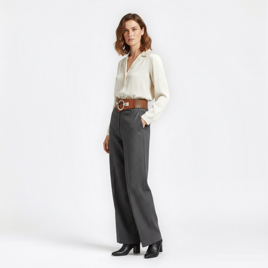 Mannequin femme portant la Grosse Ceinture Cuir Femme — look casual chic — Le Monde de la Ceinture