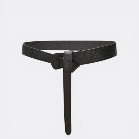 Le monde de la ceinture black faux leather fine knot belt for women