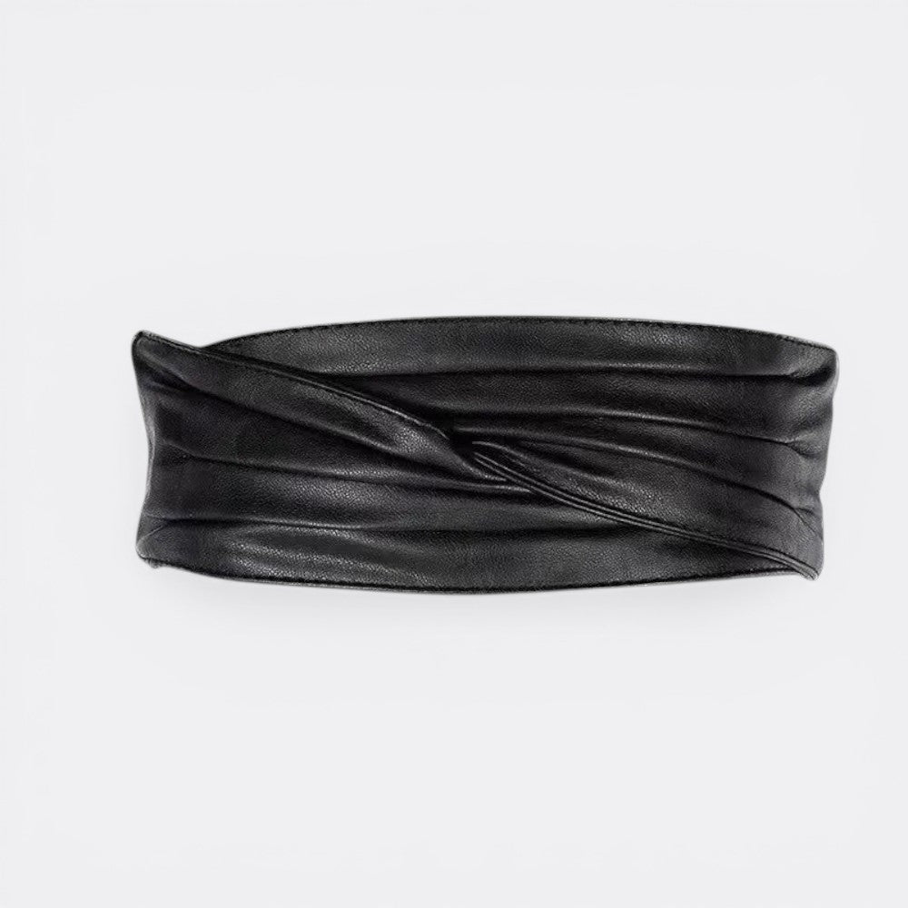 Le monde de la ceinture black faux leather wide sash belt with knot detail