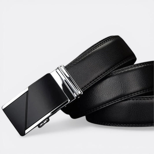 Le monde de la ceinture black leather automatic buckle belt for men.