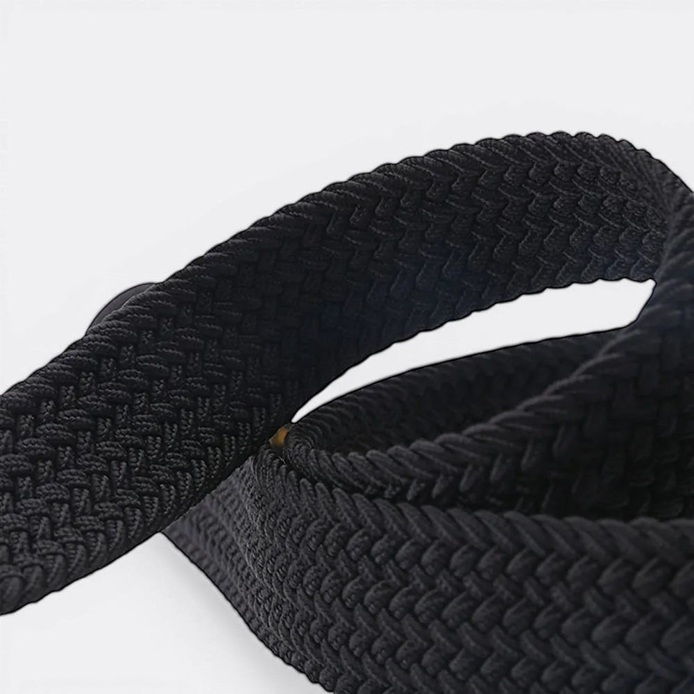 Le monde de la ceinture black woven elastic belt with braided texture for everyday wear.
